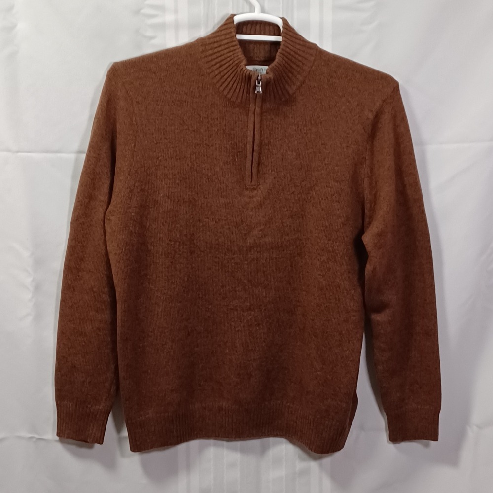 Croft & Barrow Sweater Mens L Brown Quarter Zip Pullover Marled Cotton Blend